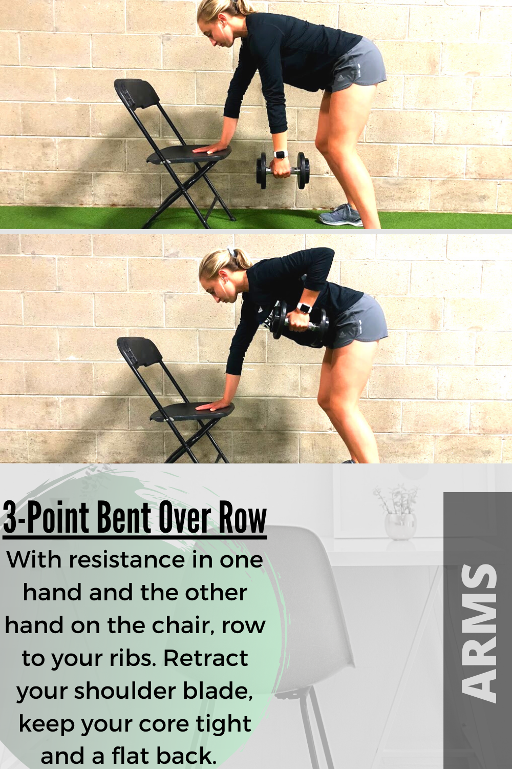3 point bent over row Chair Workout PF