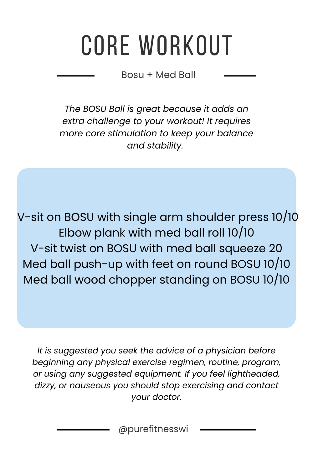 core workout bosu and medicine ball